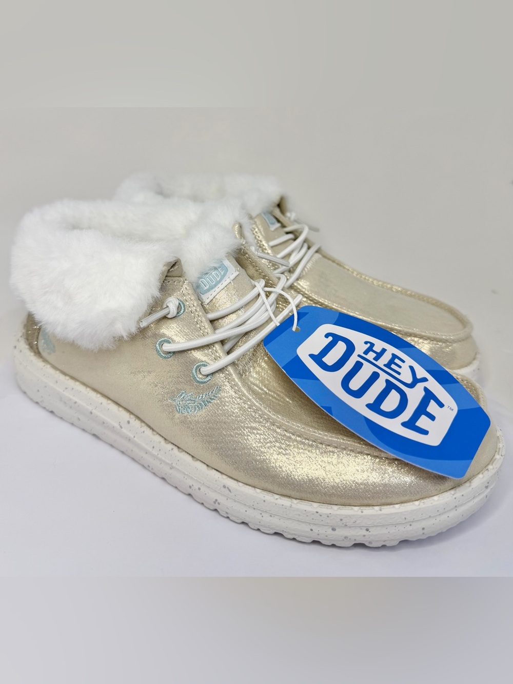 Hey Dude Wendy Fold Metallic Shine Gold Boot Fur